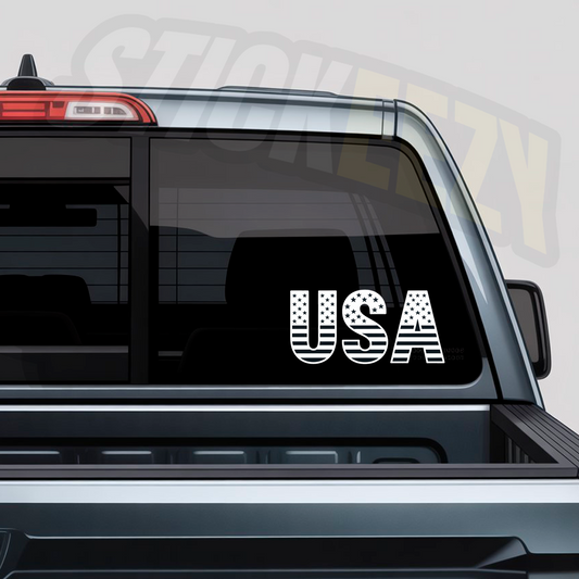 USA letters filled with stars & stripes car decal