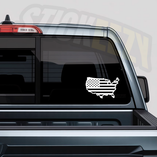 USA map filled with the American flag car decal