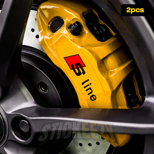 Audi S Line brake caliper decals in premium vinyl for Audi vehicles, precision-cut automotive stickers for custom brake caliper styling