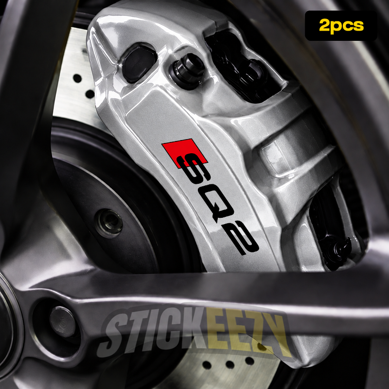 Audi SQ2 logo brake caliper graphics in precision-cut vinyl for a clean custom performance look behind the wheels