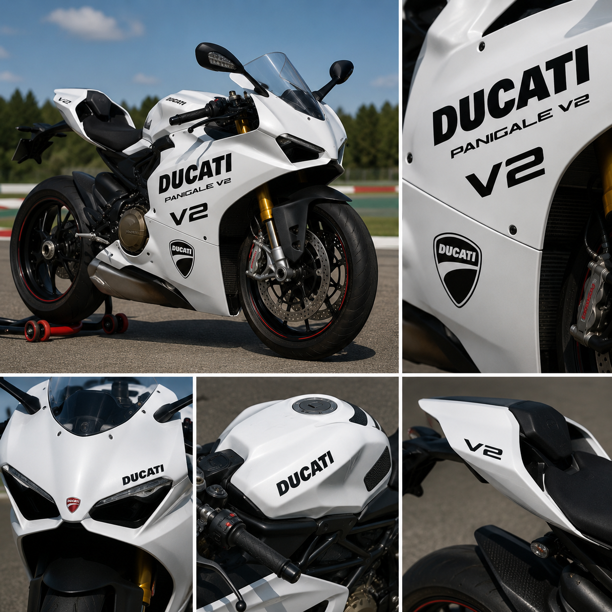 Ducati Panigale V2 motorcycle decals made from premium Oracal 751 vinyl, precision-cut graphics for fairings and bodywork