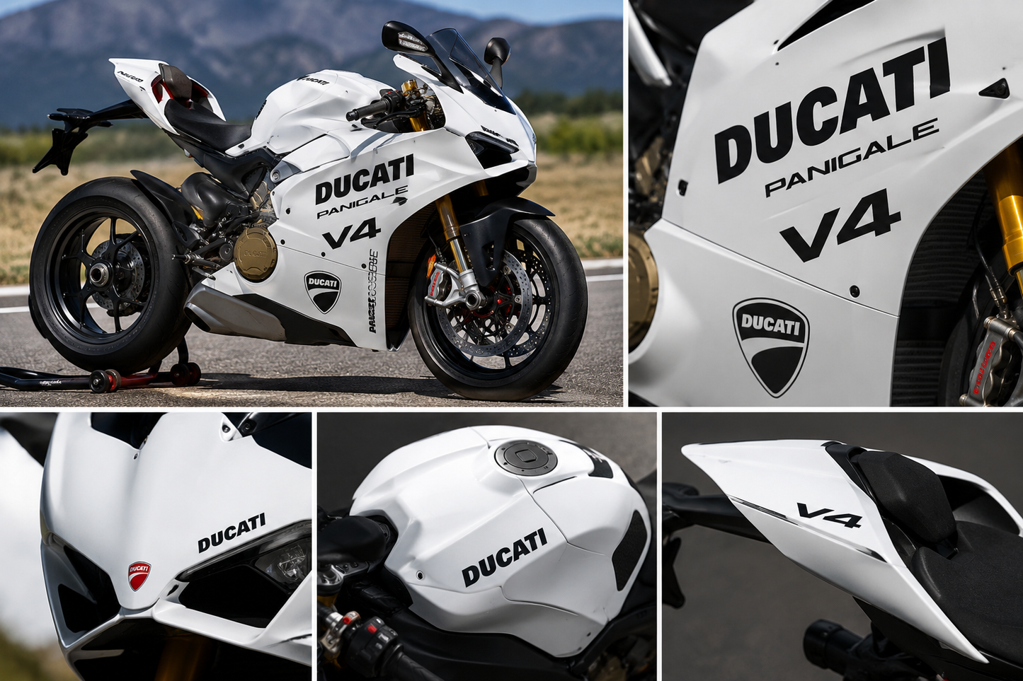 Ducati Panigale V4 motorcycle decals made from premium Oracal 751 vinyl, precision-cut graphics for fairings and bodywork