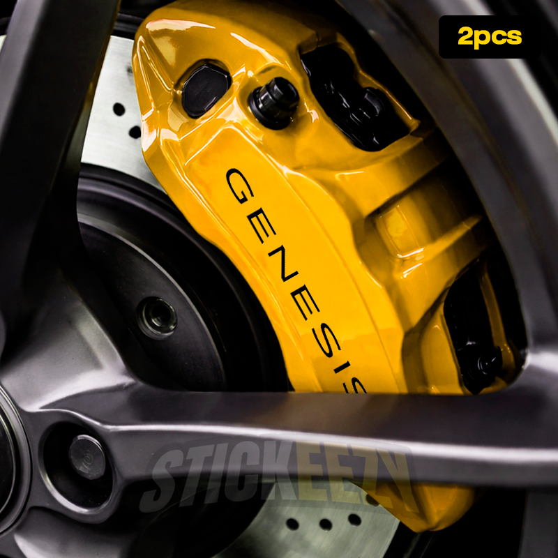 Genesis logo vinyl decals displayed as a brake caliper styling set for custom painted performance calipers