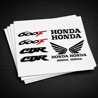 Honda CBR 600F motorcycle decals made from premium Oracal 751 vinyl, precision-cut graphics for fairings and motorcycle bodywork