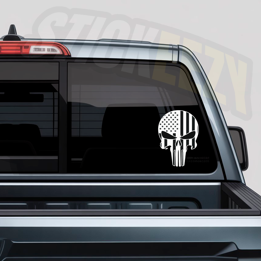 Punisher skull with American flag fill decal