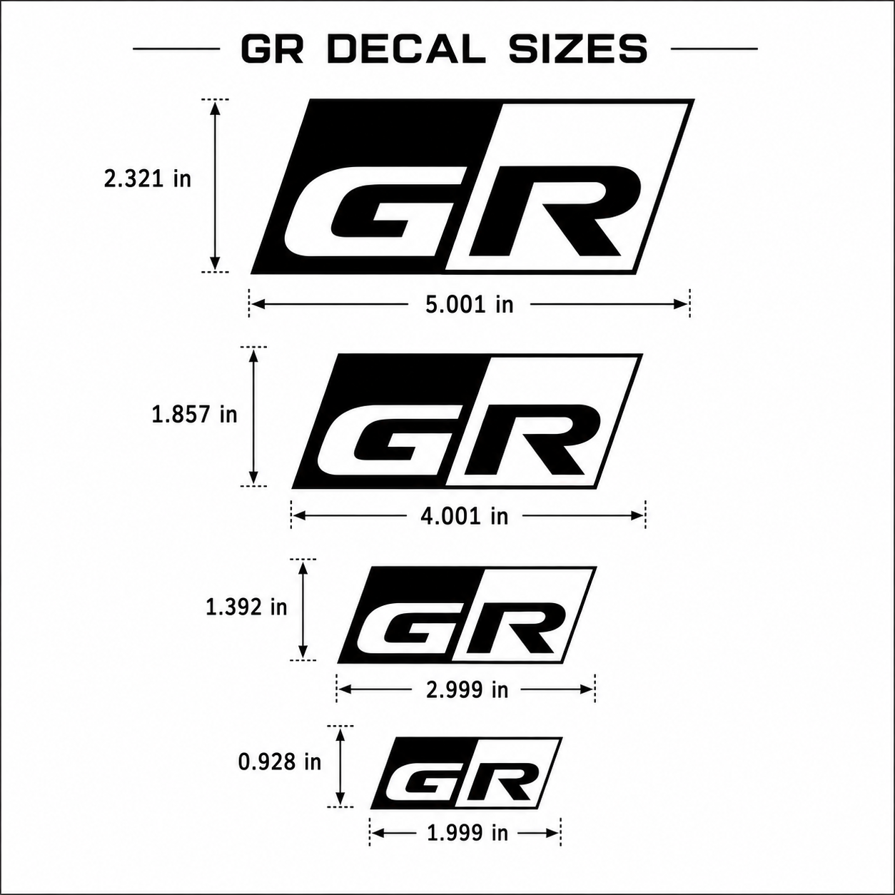 Toyota GR logo brake caliper vinyl decal set for custom painted calipers and Gazoo Racing inspired vehicle styling