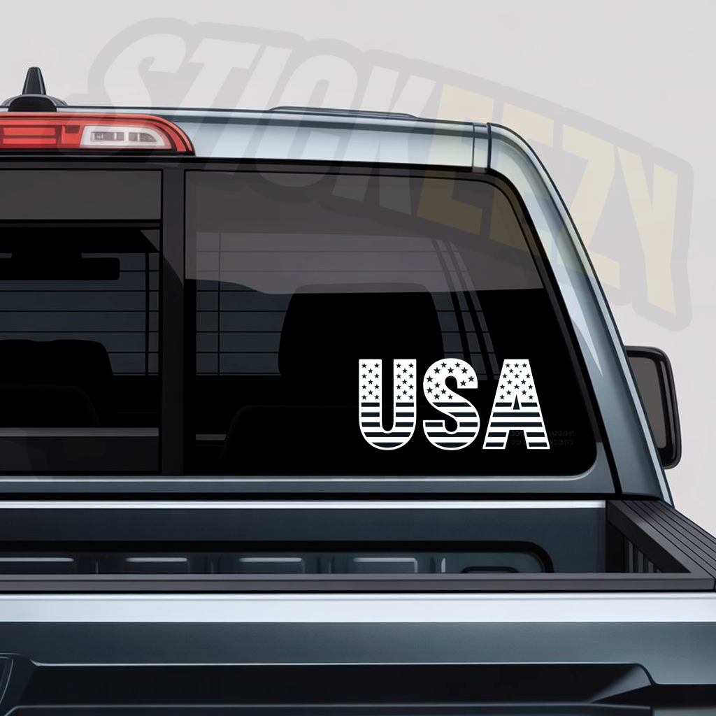 USA letters filled with stars & stripes car decal