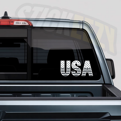 USA letters filled with stars & stripes car decal