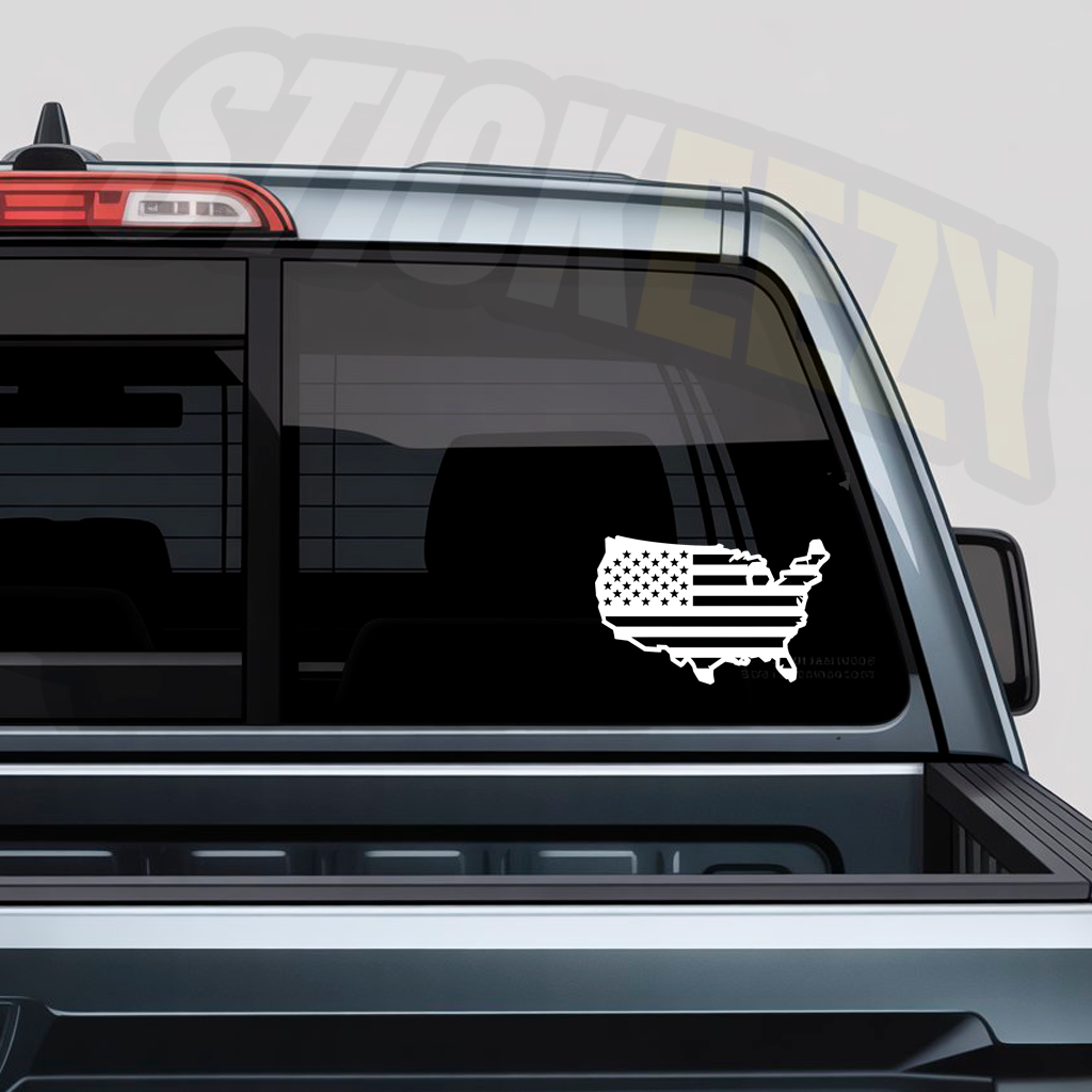 USA map filled with the American flag car decal