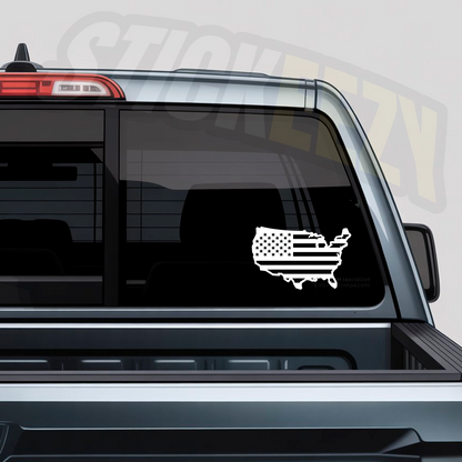 USA map filled with the American flag car decal