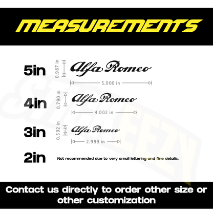 2x Brake Caliper Vinyl Decals – Compatible with Alfa Romeo Vehicles, Performance Style Stickers, Multiple Sizes and Colors