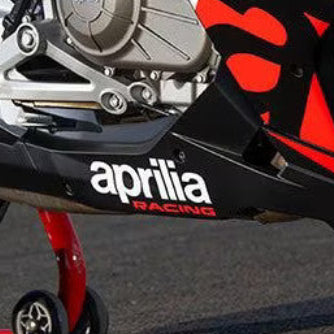 Aprilia lettering vinyl graphics for motorcycle fairings and custom body panel styling