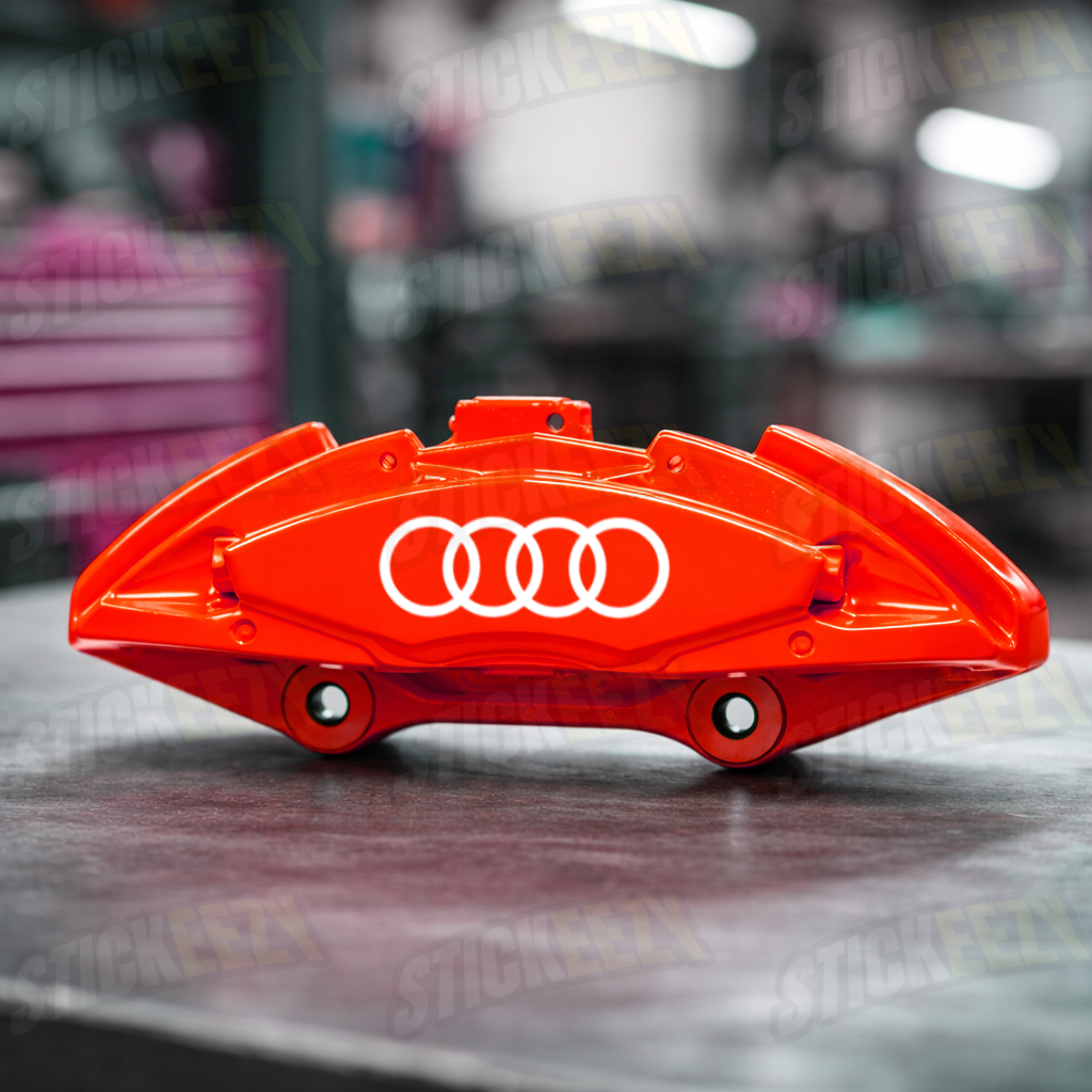 brake caliper decals performance vinyl stickers fits Audi models automotive caliper stickers close up