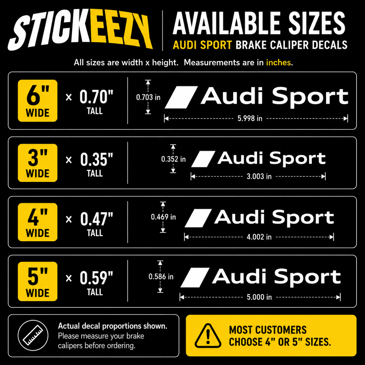 Audi Sport Brake Caliper Stickers Fits Audi | Vinyl Decal Set