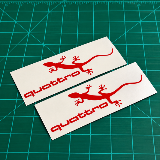 Audi Quattro Gecko 4" Red Vinyl Decals | Clearance Set