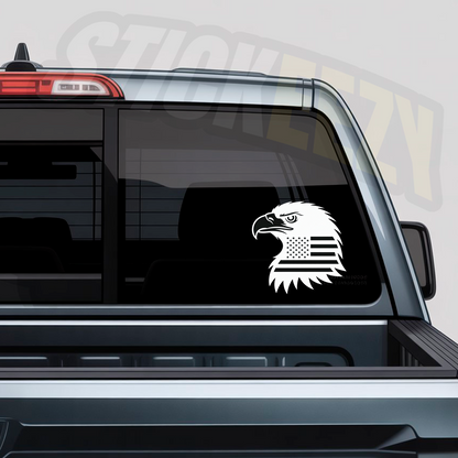 Bald Eagle Head with American Flag Decal – Patriotic Vinyl Car Sticker