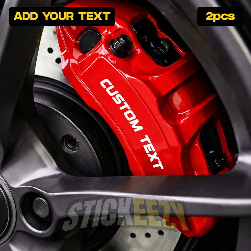 Custom text decal on a car truck brake caliper stickers