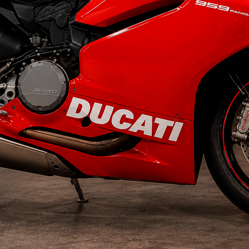 Ducati motorcycle decals made from premium Oracal 751 vinyl, precision-cut graphics for fairings and bodywork