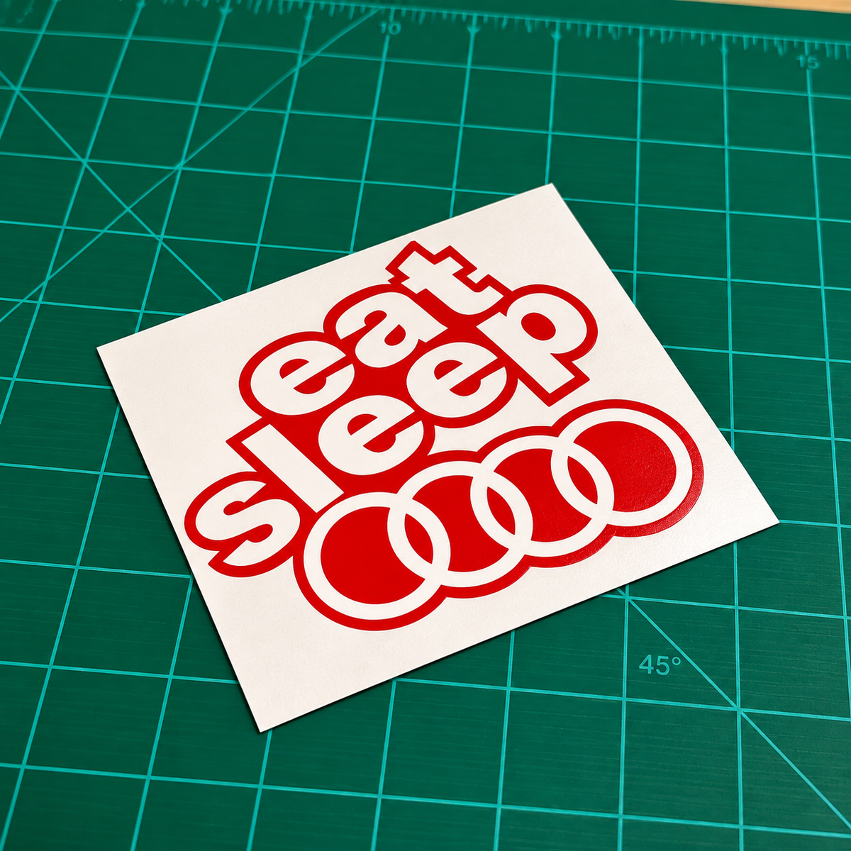Eat Sleep Audi 3" Red Vinyl Decal | Clearance