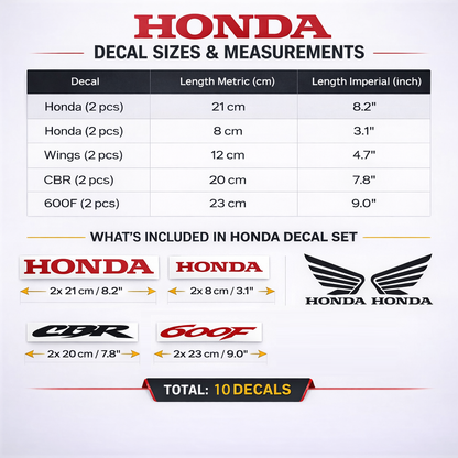 Honda CBR 600F Decal Vinyl Stickers Set