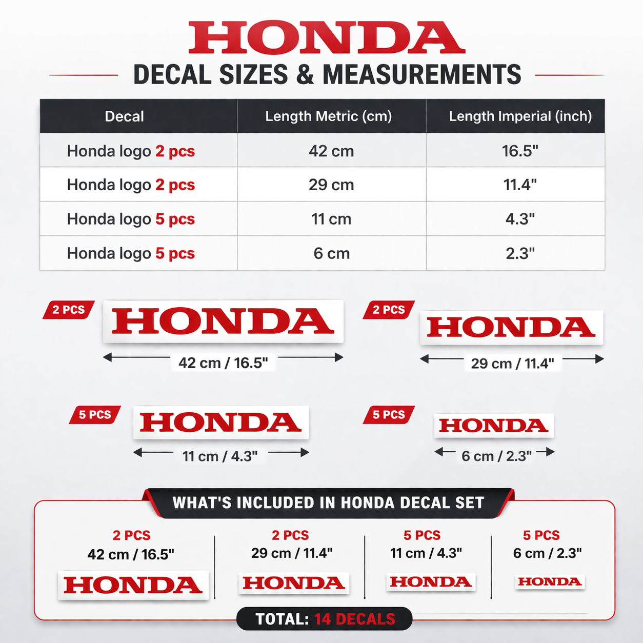 Honda Decals Vinyl Stickers Set 1