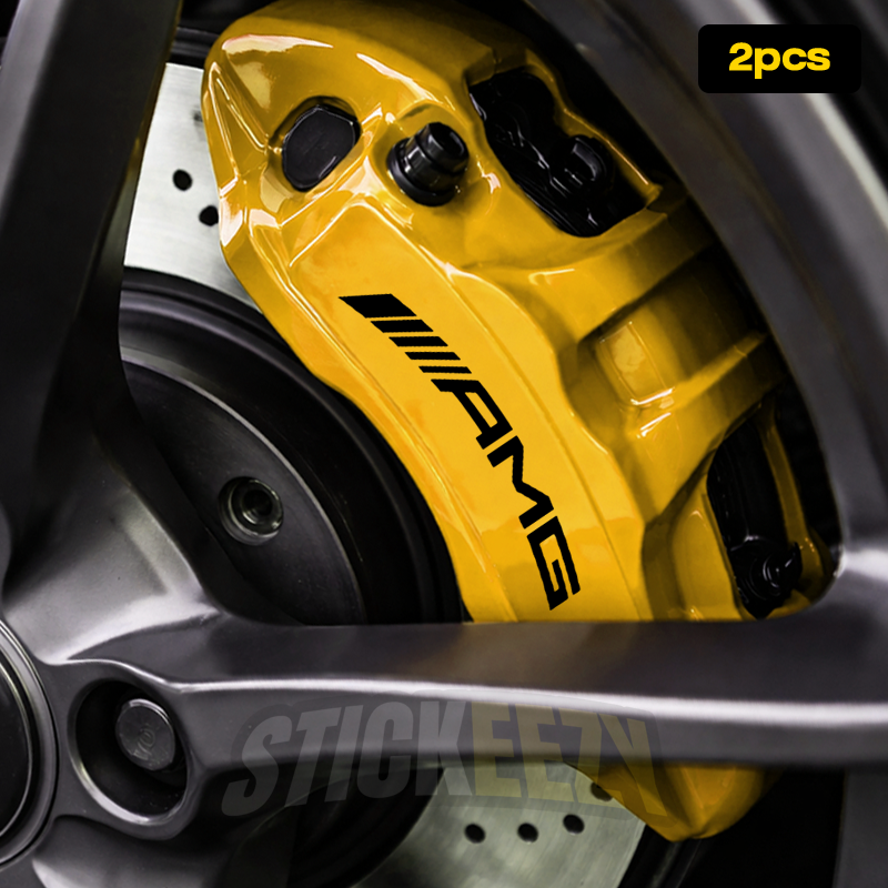 Mercedes-Benz AMG rounded curved lettering vinyl decal set for refinished performance brake calipers and custom wheel setups