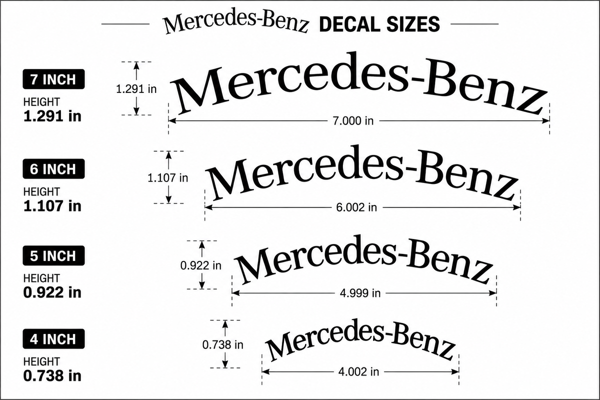 Mercedes-Benz Curved Brake Caliper Stickers | 15° Vinyl Decal Set