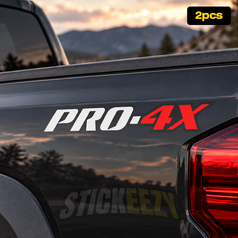 Nissan PRO-4X vinyl truck bed decal with precision-cut lettering for rear bedside placement near the taillight