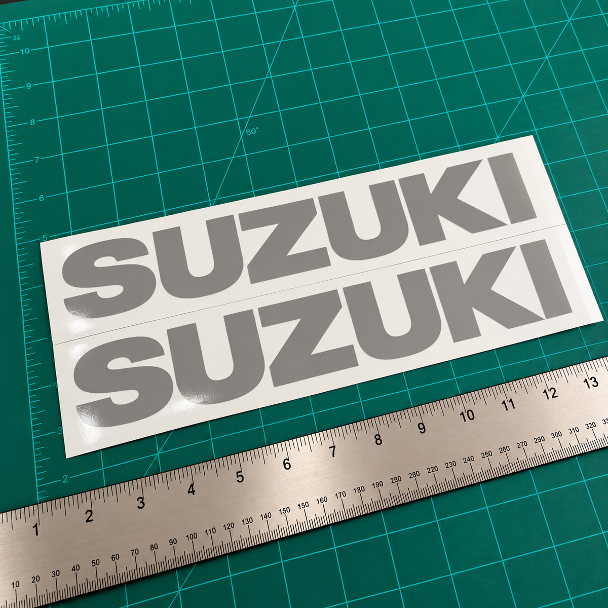 Suzuki Lettering Decals 14" Silver | 2-Piece Clearance Set
