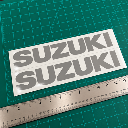 Suzuki Lettering Decals 14" Silver | 2-Piece Clearance Set