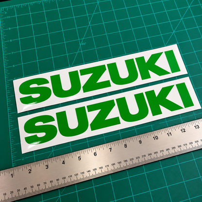 Suzuki Lettering Decals 14" Green | 2-Piece Clearance Set
