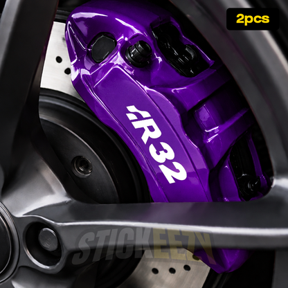 Volkswagen R32 performance logo brake caliper vinyl decals with precision-cut lettering and no background